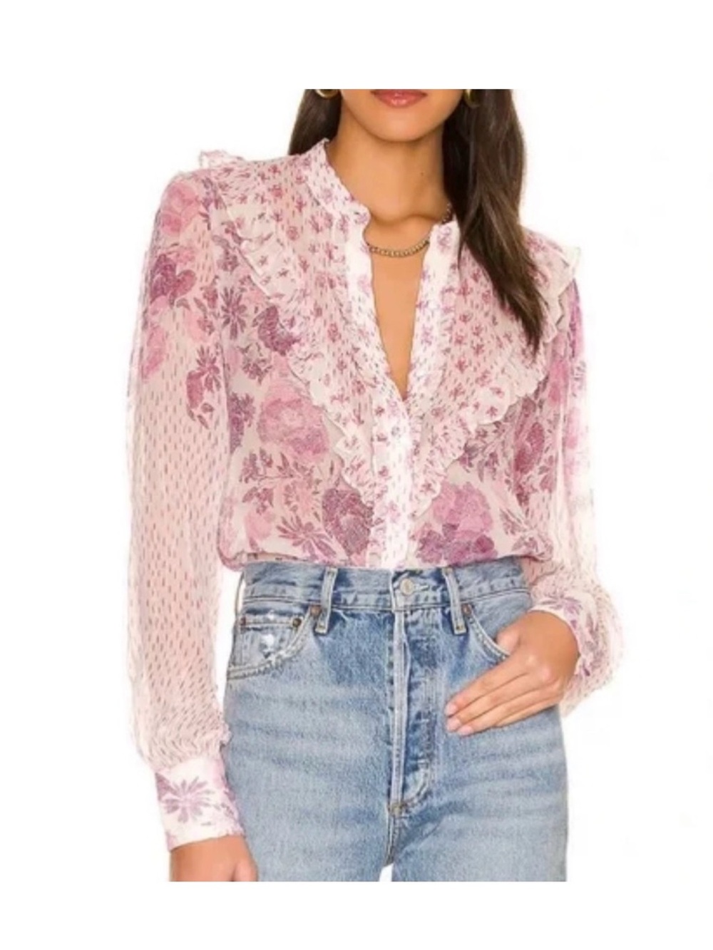 Hemant & Nandita / Suki Pink Floral Blouse